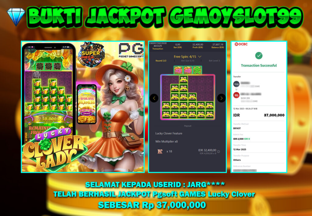 BUKTI PEMBAYARAN JACKPOT SLOT GAMES MEMBER GEMOYSLOT99 SEBESAR 37.000.000 RUPIAH