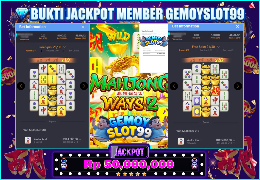 GMEJXXXX Raih Jackpot Besar PGSOFT MAHJONG WAYS Senilai Rp 50.000.000 di Gemoyslot99 – Temukan Cara Menang Besar