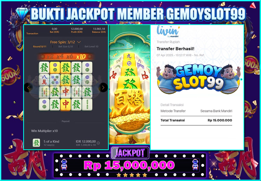 GASWEXXXX Raih Jackpot Besar PGSOFT MAHJONG WAYS Senilai Rp 15.000.000 di Gemoyslot99