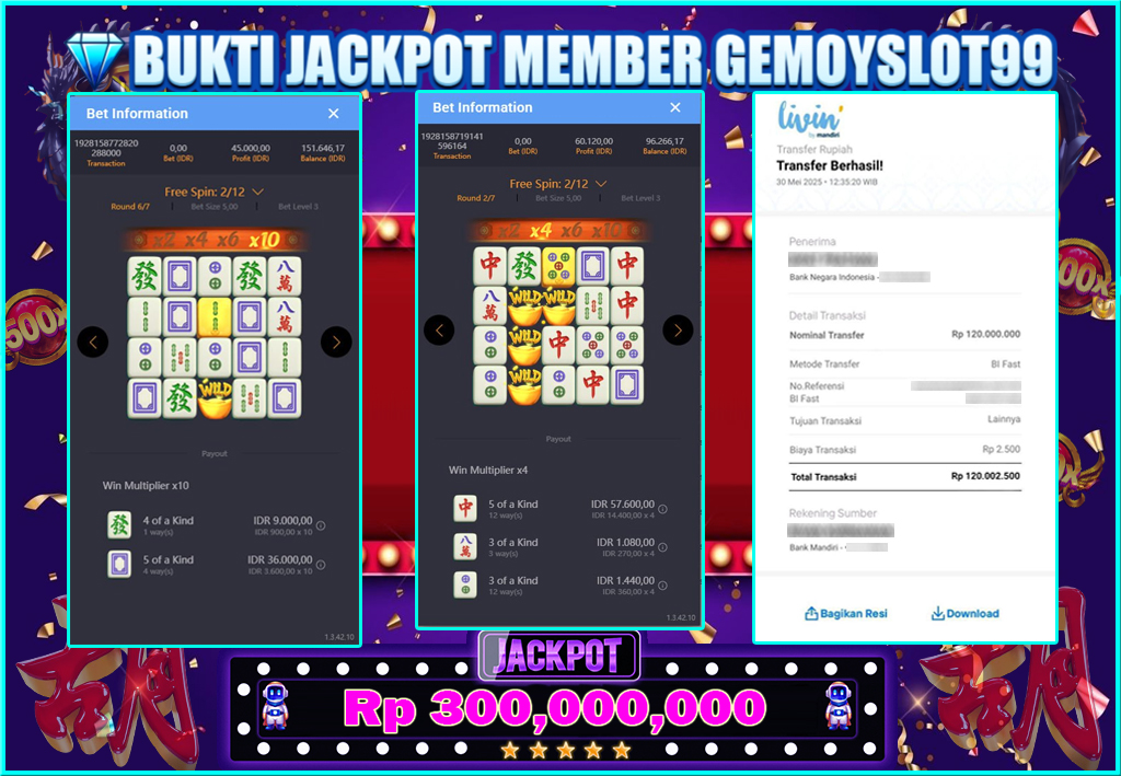 ASEXXXX Menang Jackpot 300 Juta di Mahjong Ways Gemoyslot99 – Bukti Slot Online Bisa Bikin Sultan Mendadak!